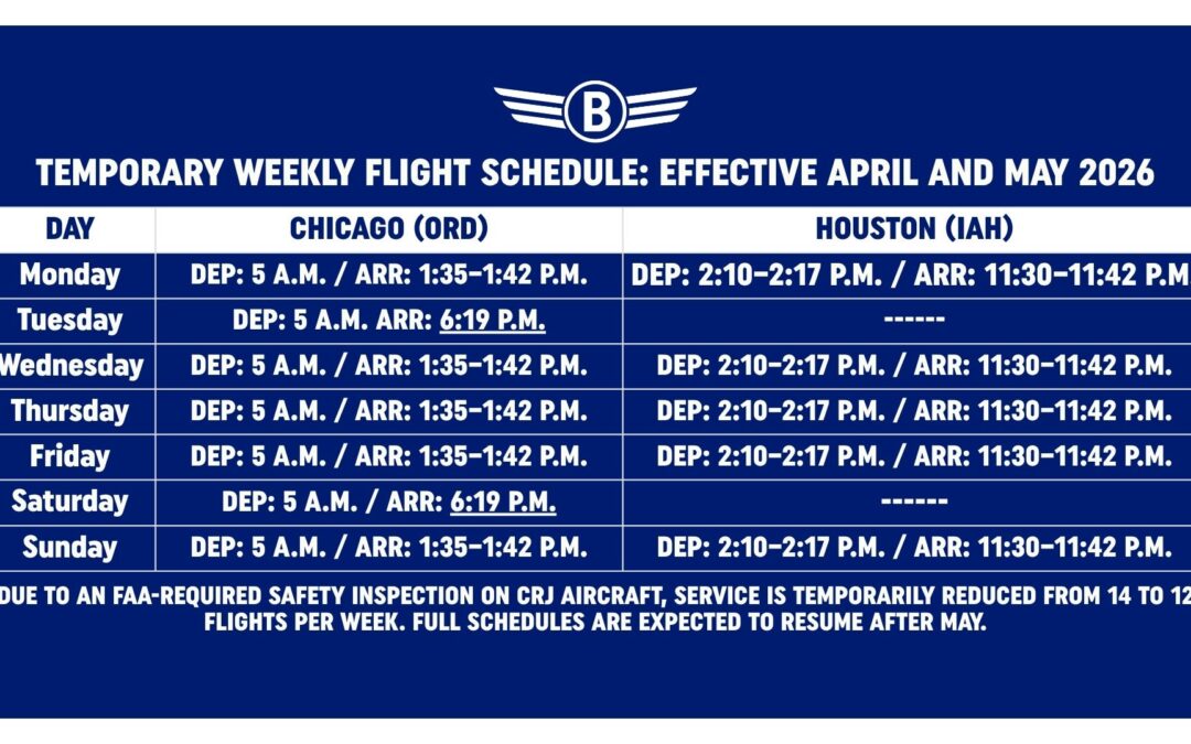 FAA directive reduces Barkley Regional Airport flights in April and May 2026